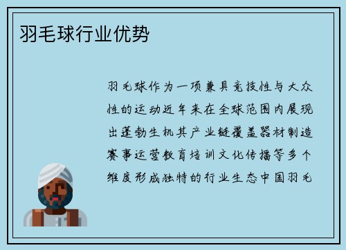 羽毛球行业优势